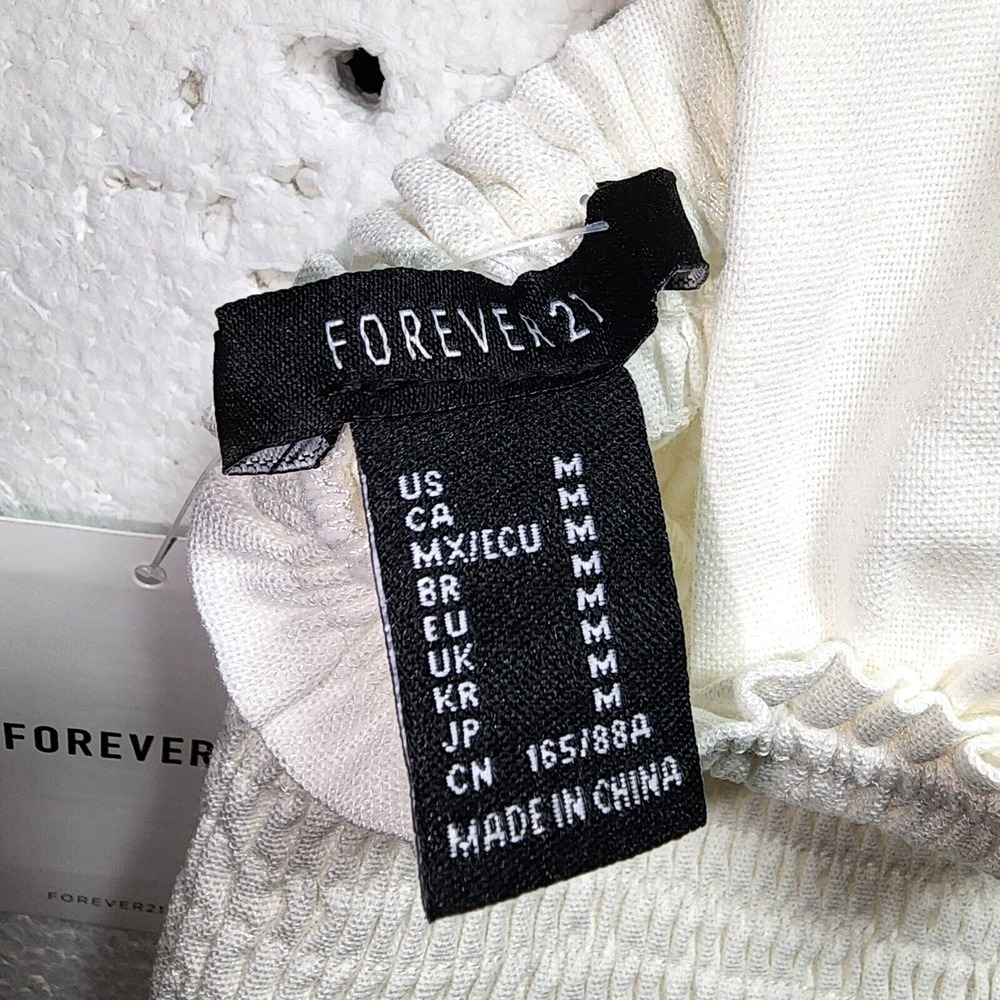 Forever 21 Dress Womens Medium White Pleated Top Sleeveless Shoulder Straps NWT - Picture 8 of 13